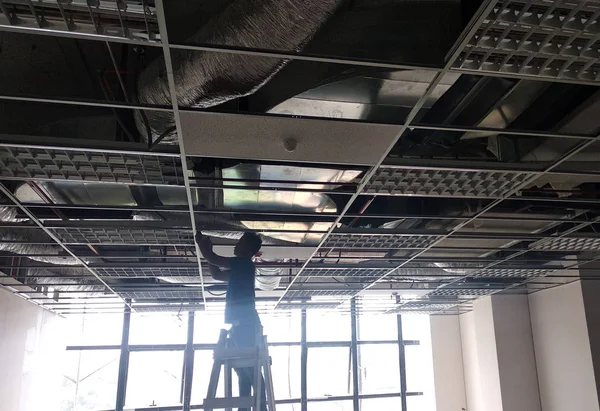 Kuala Lumpur Malaysia September 2018 Suspended Ceiling Frame Board Construction — стоковое фото