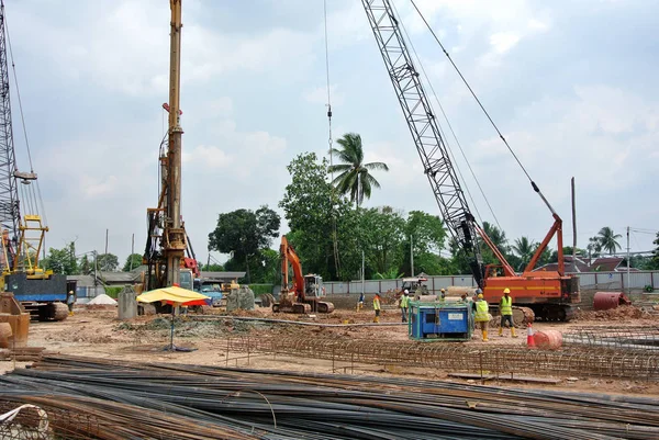 Kuala Lumpur Malaysia Março 2017 Máquina Estacas Furo Canteiro Obras — Fotografia de Stock