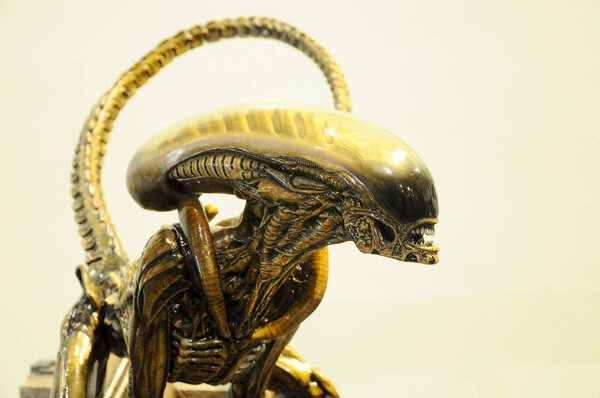 KUALA LUMPUR, MALAYSIA -OCTOBER 6, 2018: Character of Alien action figure model scale from Alien movies franchise. Displayed by collector for public. 