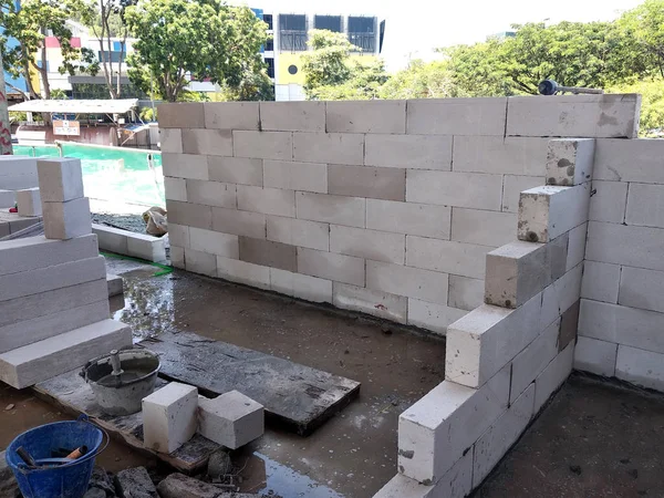 Kuala Lumpur Malaysia March 2018 Brickwork Construction Workers Construction Site — Stock Photo, Image