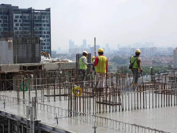 Kuala Lumpur Maleisië Augustus 2018 Betonwerken Werk Van Werknemers Bouw — Stockfoto