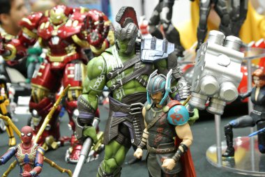 Kuala Lumpur, Malezya-6 Ekim 2018: seçili, Hulk karakter aksiyon figürlerini Marvel çizgi üzerinden duruldu. Aksiyon figürleri hulk karakterler çeşitli ile gelir