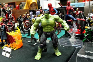 Kuala Lumpur, Malezya-6 Ekim 2018: seçili, Hulk karakter aksiyon figürlerini Marvel çizgi üzerinden duruldu. Aksiyon figürleri hulk karakterler çeşitli ile gelir