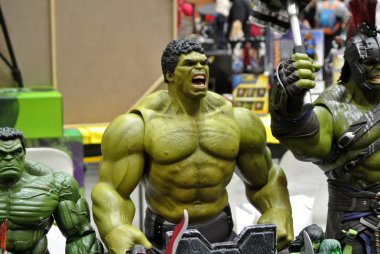 Kuala Lumpur, Malezya-6 Ekim 2018: seçili, Hulk karakter aksiyon figürlerini Marvel çizgi üzerinden duruldu. Aksiyon figürleri hulk karakterler çeşitli ile gelir