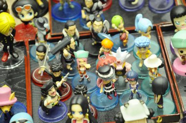 Kuala Lumpur, Malezya-6 Ekim 2018: Seçili çizgi roman kahramanları aksiyon figürü Japon ünlü tek parça anime üzerinden duruldu. Toplayıcı tarafından kamu için ekran. 