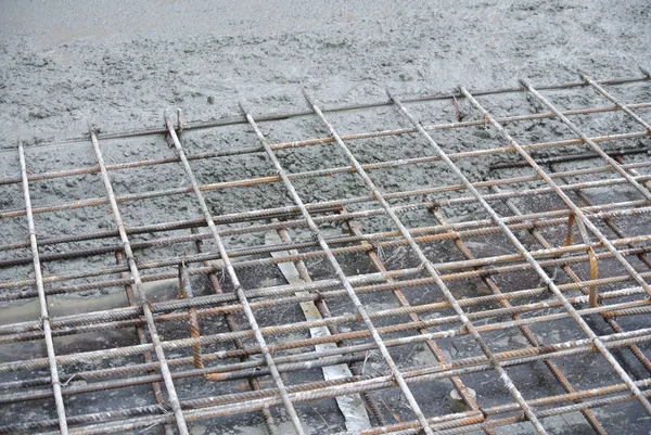 Selangor Malaysia July 2016 Wet Concrete Poured Steel Reinforcement Bar — Stock Photo, Image