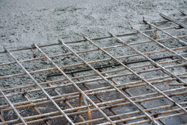 Selangor Malaysia July 2016 Wet Concrete Poured Steel Reinforcement Bar — Stock Photo, Image