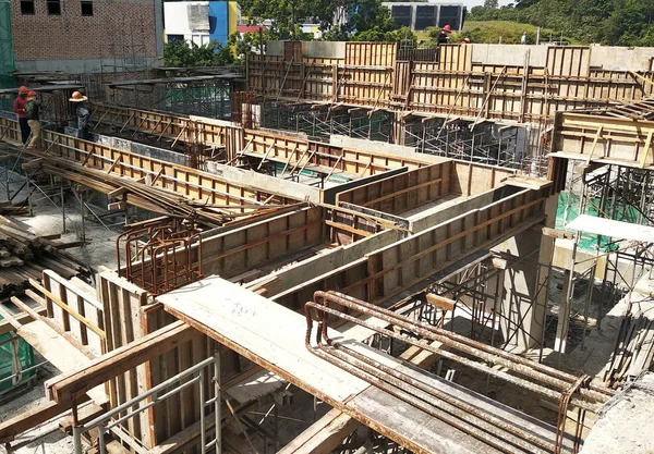 Johor Malasia Julio 2016 Trabajos Madera Contrachapada Madera Contrachapada Construidos — Foto de Stock