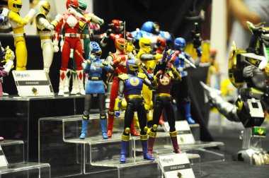 Kuala Lumpur, Malezya-6 Ekim 2018: seçili karakter aksiyon figürü Amerikan çocuklar Tv dizisi Power Rangers, odaklanmış. Halk için toplayıcı tarafından görüntülemek. 