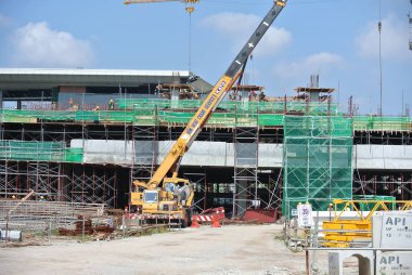 Kuala Lumpur, Malezya-13 Haziran 2016: inşaat alanında devam eden Malezya gündüz sırasında. Günlük aktivite devam ediyor. 