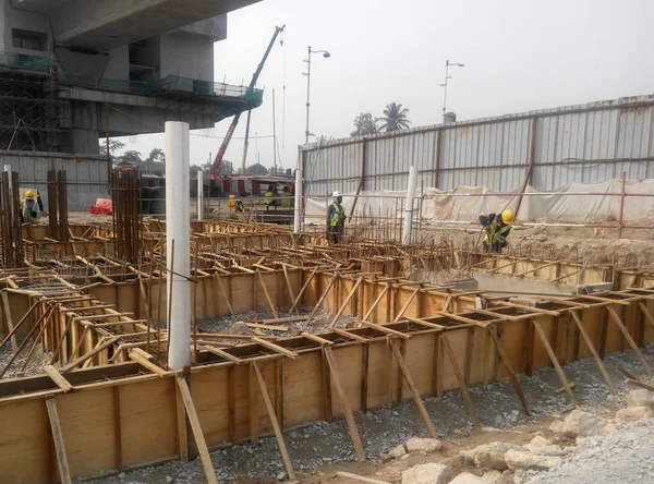 Kuala Lumpur Malaysia June 2016 Column Timber Form Work Reinforcement — Stock Photo, Image