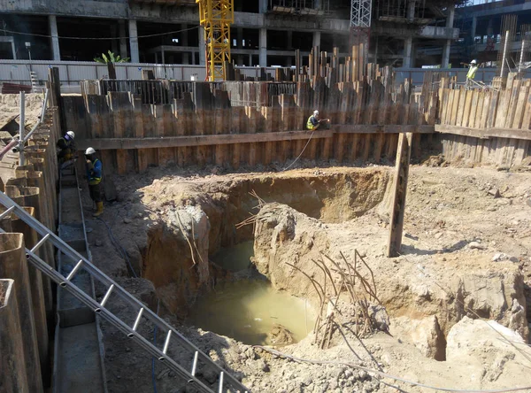 Kuala Lumpur Malasia Marzo 2016 Excavado Cortado Nivel Pila Perforación — Foto de Stock