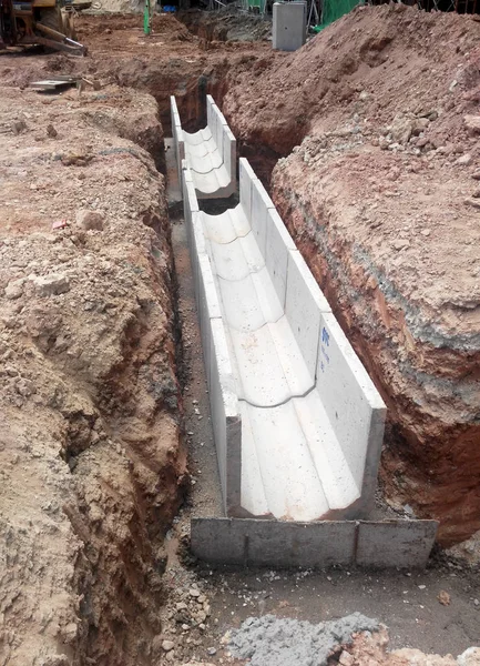 Kuala Lumpur Malaysia April 2017 Shape Precast Concrete Drain Laid — стоковое фото