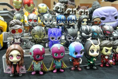 Kuala Lumpur, Malezya-6 Ekim 2018: seçili şirin ve küçük İntikamcılar süper kahraman karakter aksiyon figürü Iron Man Marvel çizgi roman ve film, odaklanmış. Halk için toplayıcı tarafından görüntülenen. 