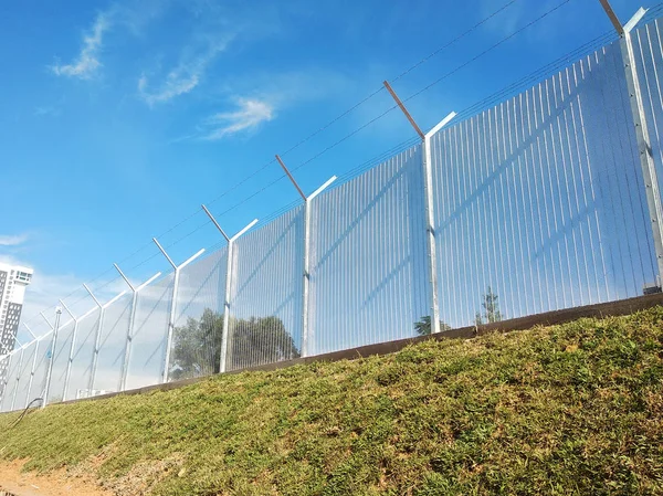 Climb Fencing Made Galvanized Iron Install Perimeter Boundary Property Prevent — Stock Photo, Image