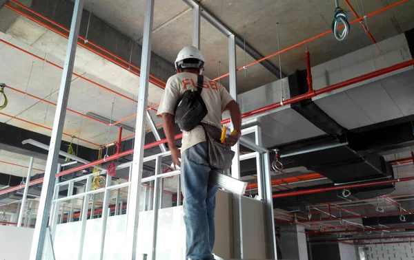Kuala Lumpur Malaysia March 2018 Drywall Installation Work Progress Construction — Stock Photo, Image