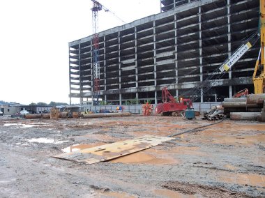 Kuala Lumpur, Malezya-11 Temmuz 2018: şantiye Vakfı iş aşamasında görünümünü. Bazı yerlerde, Hafriyat hala devam ediyor.. 