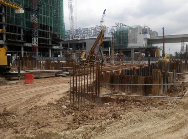 Kuala Lumpur Malaysia July 2018 View Construction Site Foundation Work — стоковое фото