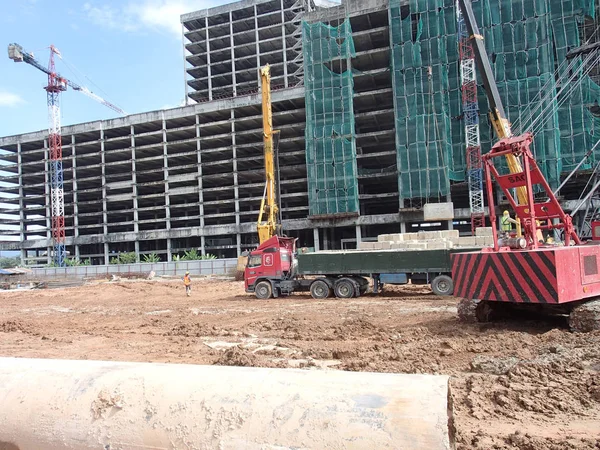 Kuala Lumpur Malezya Temmuz 2018 Şantiye Vakfı Aşamasında Görünümünü Bazı — Stok fotoğraf