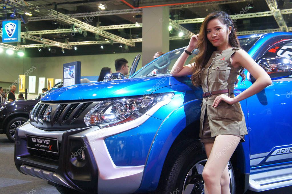 KUALA LUMPUR, MALAYSIA -NOVEMBER 23, 2018: Mitsubishi truck displayed in huge sale showroom. Mitsubishi is one of the famous cars manufactures in the world from Japan.