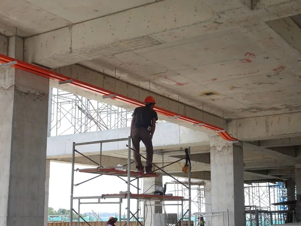 Kuala Lumpur Malaysia June 2019 Instalação Serviços Elétricos Conduíte Bandeja — Fotografia de Stock