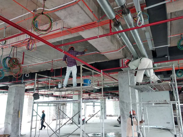 Kuala Lumpur Malezja Czerwca 2019 Instalacja Usługi Elektryczne Conduit Korytka — Zdjęcie stockowe