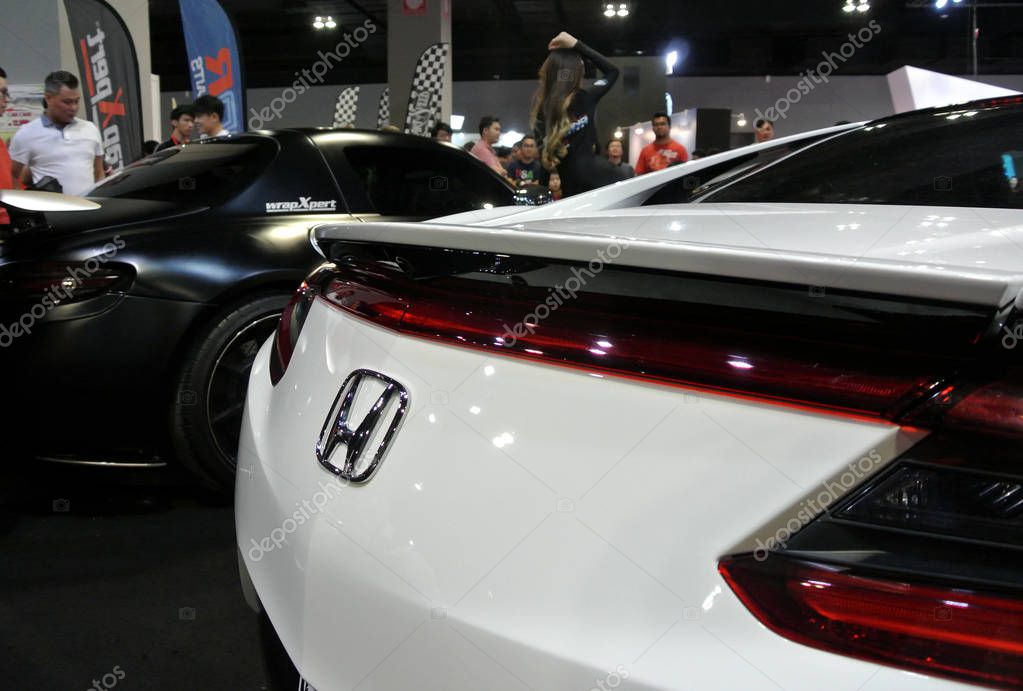 KUALA LUMPUR, MALAYSIA -MARCH 23, 2018: Selected focused of Honda commercial brand emblem and logos at the car body. Honda is one of the famous cars manufactures in the world from Japan.