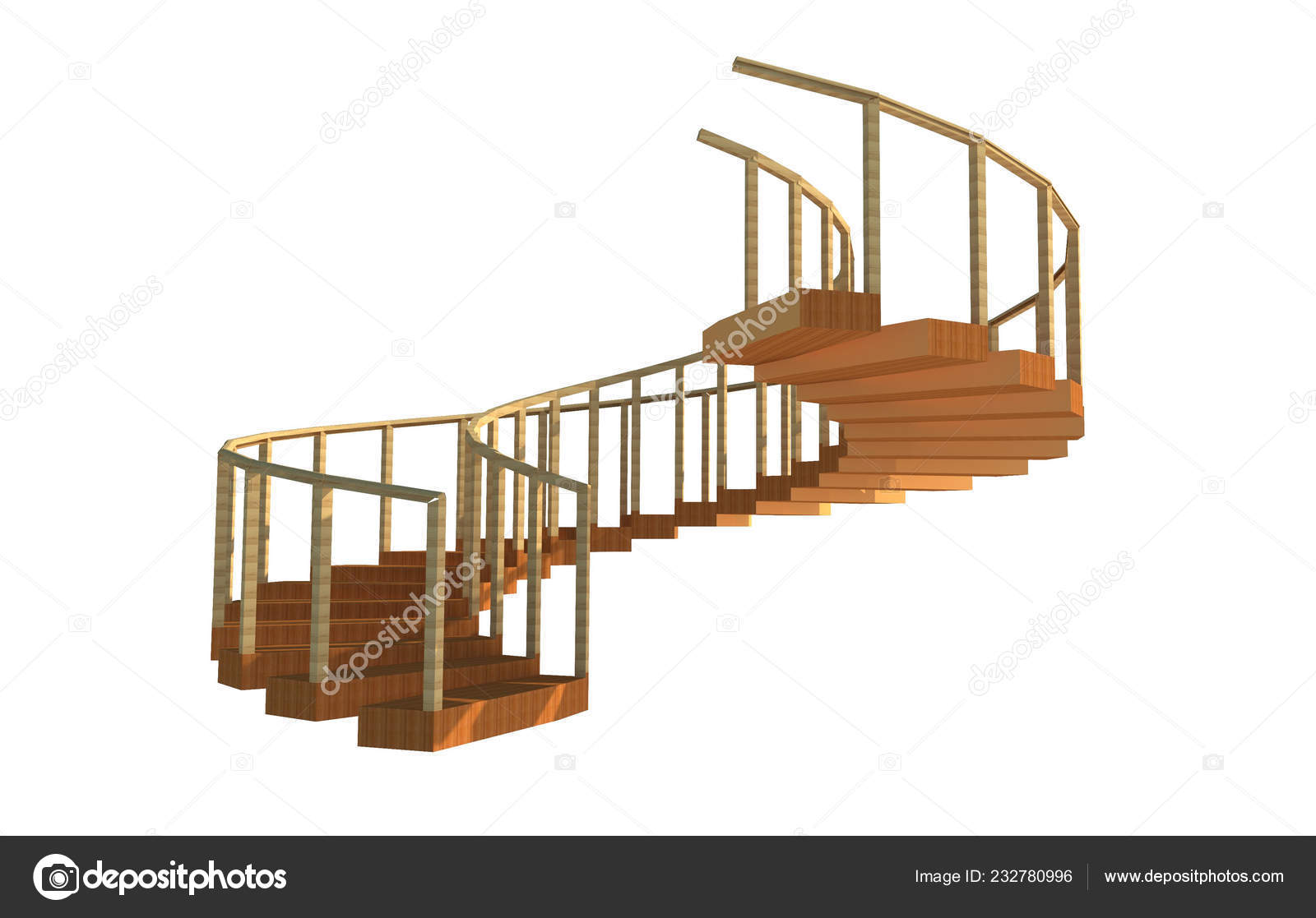 Illustration Image Decorative Wooden Spiral Staircase Complete Timber Railing Stock Photo Image By C Aisyaqilumar 232780996