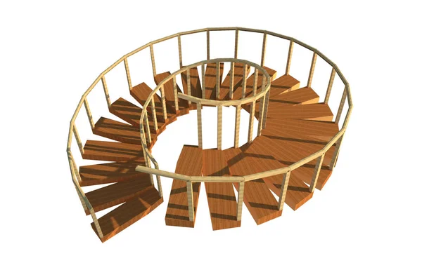 Obraz Ilustracja Ozdobny Drewniany Spiralne Schody Drewna Poręczy — Zdjęcie stockowe