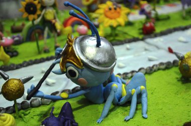 Kuala Lumpur, Malezya-25 Ağustos 2018: seçili üzerinde duruldu çocuklar kurgusal karakter modeli renkli hamuru çamurdan yapılan. 