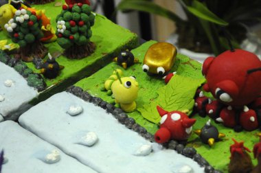 Kuala Lumpur, Malezya-25 Ağustos 2018: seçili üzerinde duruldu çocuklar kurgusal karakter modeli renkli hamuru çamurdan yapılan. 