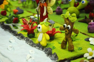 Kuala Lumpur, Malezya-25 Ağustos 2018: seçili üzerinde duruldu çocuklar kurgusal karakter modeli renkli hamuru çamurdan yapılan. 