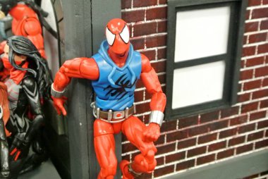 Kuala Lumpur, Malezya-31 Mart 2018: seçili Marvel çizgi eylem rakam çağrı Spider-man duruldu. Avengers takım biriydi. Aksiyon figürleri toplayıcı tarafından biraraya. 