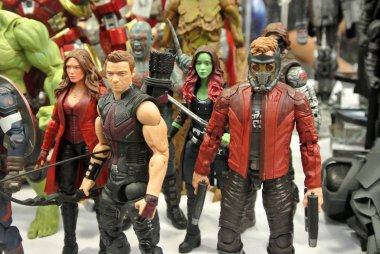 Kuala Lumpur, Malezya-31 Mart 2018: seçili Avengers Team adlı Marvel çizgi aksiyon figürü duruldu. Aksiyon figürleri toplayıcı tarafından biraraya. 