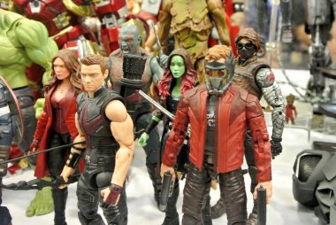 Kuala Lumpur, Malezya-31 Mart 2018: seçili Avengers Team adlı Marvel çizgi aksiyon figürü duruldu. Aksiyon figürleri toplayıcı tarafından biraraya. 