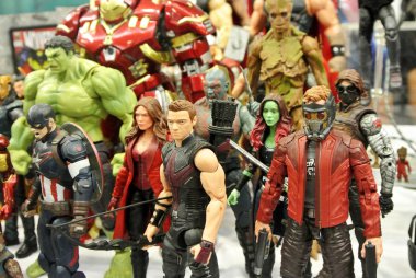 Kuala Lumpur, Malezya-31 Mart 2018: seçili Avengers Team adlı Marvel çizgi aksiyon figürü duruldu. Aksiyon figürleri toplayıcı tarafından biraraya. 