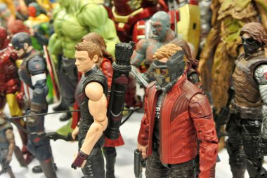 Kuala Lumpur, Malezya-31 Mart 2018: seçili Avengers Team adlı Marvel çizgi aksiyon figürü duruldu. Aksiyon figürleri toplayıcı tarafından biraraya. 