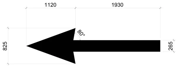 Schwarz Weiß Abbildung Des Richtungspfeils Komplett Mit Maßeinheit — Stockfoto