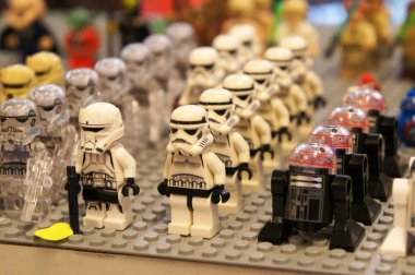 Kuala Lumpur, Malezya-9 Aralık 2018: Seçili plastikten yapılmış küçük Star Wars Fırtına takımı ordusunun duruldu. Halk için toplayıcı tarafından görüntülemek. 