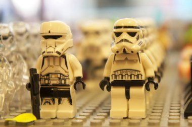 Kuala Lumpur, Malezya-9 Aralık 2018: Seçili plastikten yapılmış küçük Star Wars Fırtına takımı ordusunun duruldu. Halk için toplayıcı tarafından görüntülemek. 