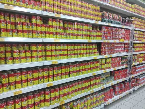 Kuala Lumpur Malasia Abril 2019 Sardina Can Alimentos Lata Procesados —  Fotos de Stock