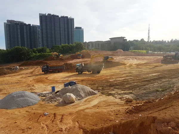 Kuala Lumpur Malezja Lipca 2018 Ciężkie Maszyny Pojazdy Wykorzystywane Przygotowaniu — Zdjęcie stockowe