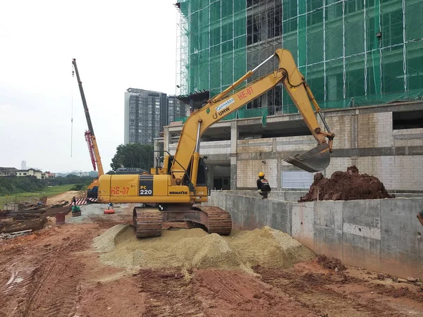 Kuala Lumpur Malaysia Abril 2019 Máquina Escavadora Uma Máquina Construção — Fotografia de Stock