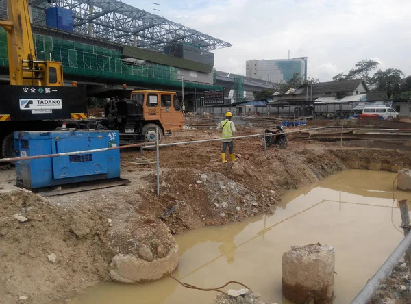 Kuala Lumpur Malaysia Juni 2018 Unterkonstruktionsarbeiten Der Baustelle Von Arbeitern — Stockfoto