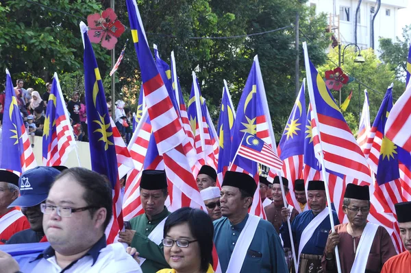 Kuala Lumpur Malajsie Srpna 2018 Malajsijský Vlajkovou Průvod Malajského Občana — Stock fotografie