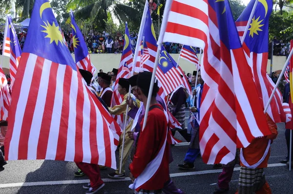 Kuala Lumpur Malajsie Srpna 2018 Malajsijský Vlajkovou Průvod Malajského Občana — Stock fotografie