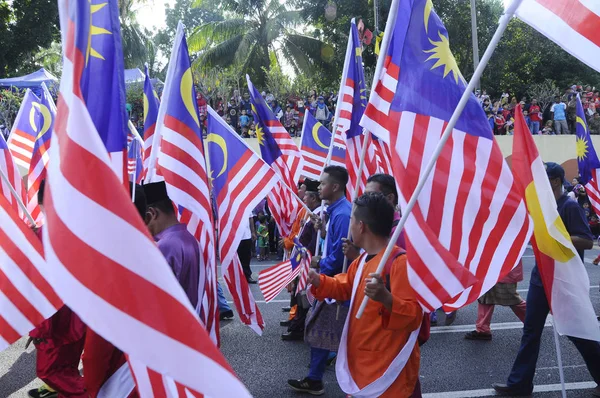 Kuala Lumpur Malajsie Srpna 2018 Malajsijský Vlajkovou Průvod Malajského Občana — Stock fotografie