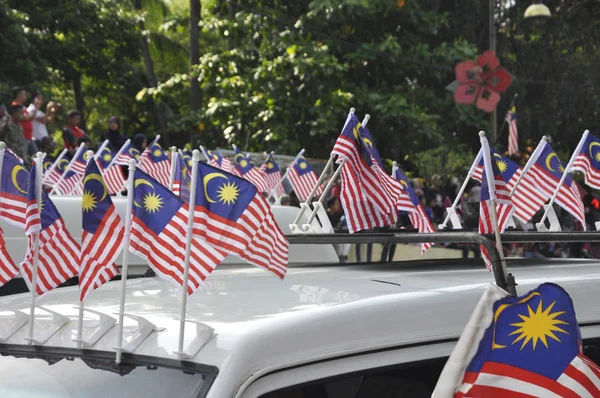 Kuala Lumpur Malásia Agosto 2018 Desfile Bandeira Malásia Por Cidadão — Fotografia de Stock