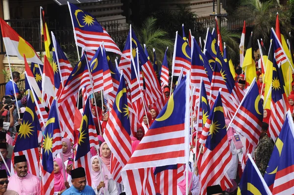 Kuala Lumpur Malaysia Augusti 2018 Malaysisk Flagg Parad Malaysisk Medborgare — Stockfoto