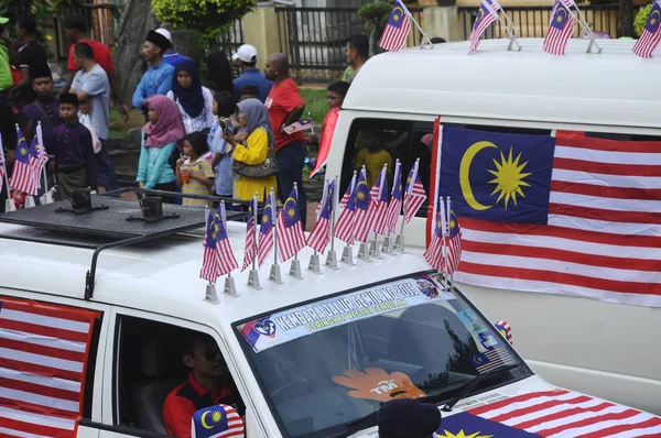 Kuala Lumpur Malajsie Srpna 2018 Malajsijský Vlajkovou Průvod Malajského Občana — Stock fotografie